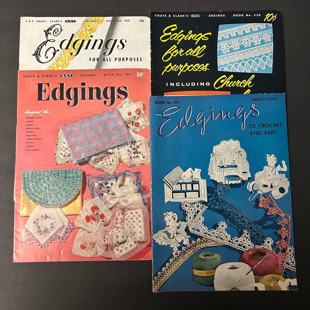 Vintage Coats &‎ Clark Edgings Pattern Booklets Lot 4 Crochet Knit